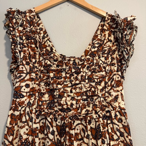 House of Harlow Floral Brown Maxi Boho Dress Lightweight Resortwear M - Picture 4 of 8